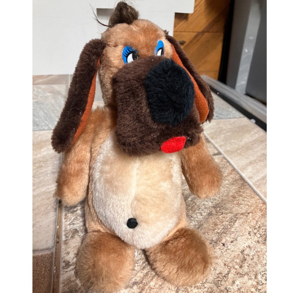 Vintage Mighty Star Plush Dog Brown Tan Stuffed Animal Nut Shell Fill 10 inch